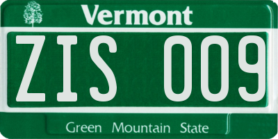 VT license plate ZIS009