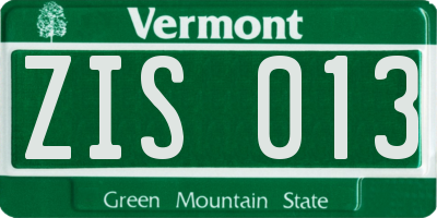 VT license plate ZIS013