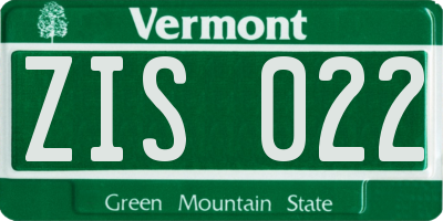 VT license plate ZIS022