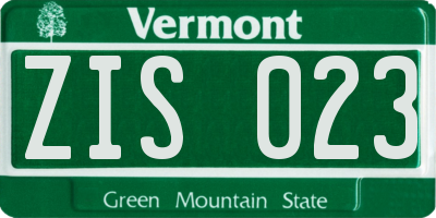 VT license plate ZIS023
