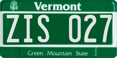 VT license plate ZIS027