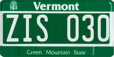 VT license plate ZIS030