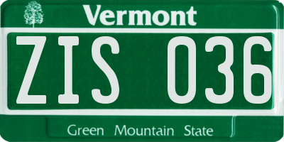 VT license plate ZIS036