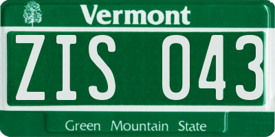 VT license plate ZIS043