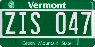 VT license plate ZIS047