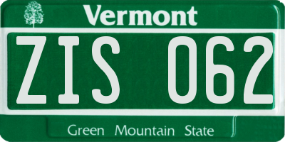 VT license plate ZIS062