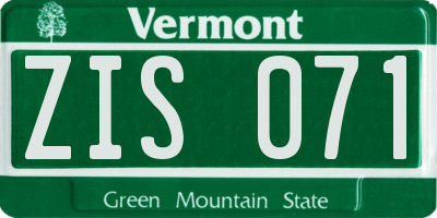 VT license plate ZIS071