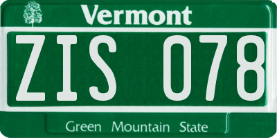 VT license plate ZIS078