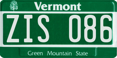 VT license plate ZIS086