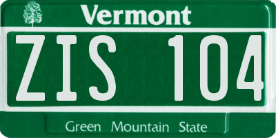 VT license plate ZIS104