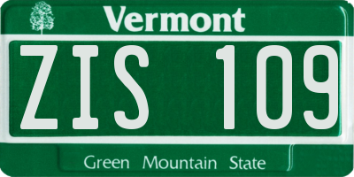 VT license plate ZIS109