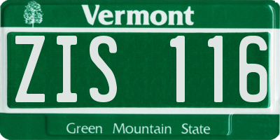 VT license plate ZIS116