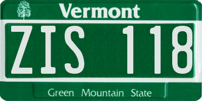 VT license plate ZIS118