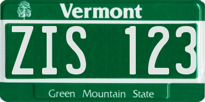 VT license plate ZIS123