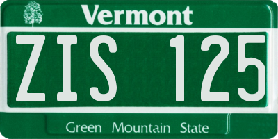 VT license plate ZIS125