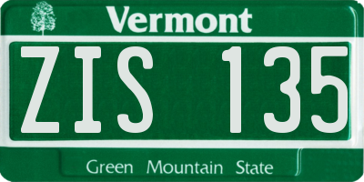 VT license plate ZIS135