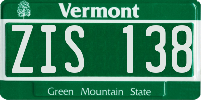 VT license plate ZIS138
