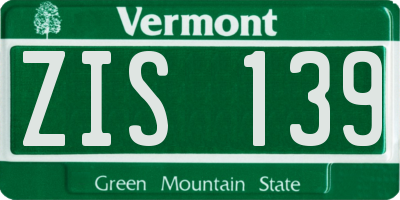 VT license plate ZIS139