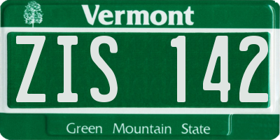 VT license plate ZIS142