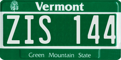 VT license plate ZIS144