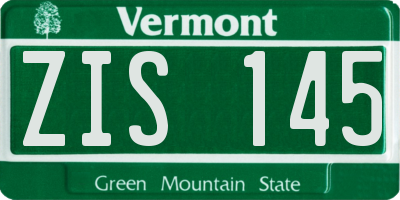 VT license plate ZIS145