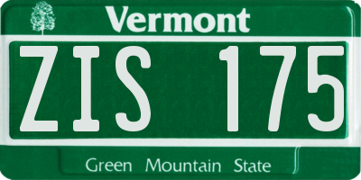 VT license plate ZIS175