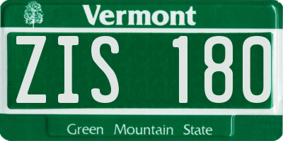 VT license plate ZIS180