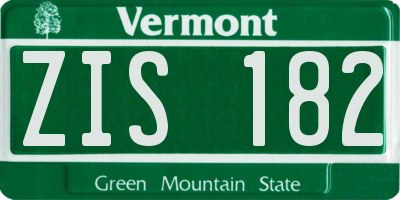 VT license plate ZIS182