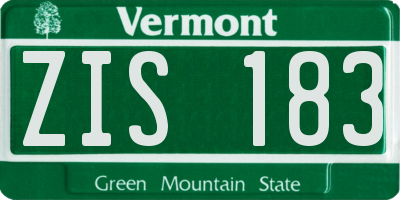 VT license plate ZIS183