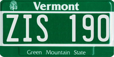 VT license plate ZIS190