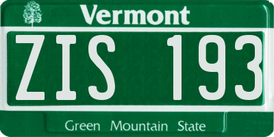 VT license plate ZIS193