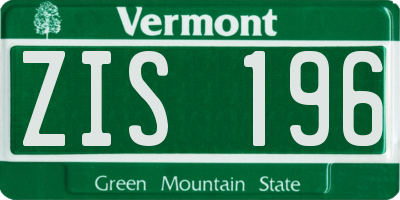 VT license plate ZIS196