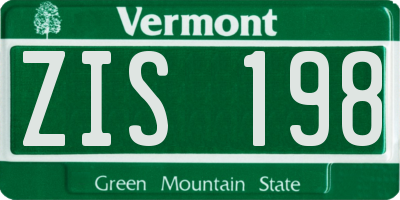 VT license plate ZIS198