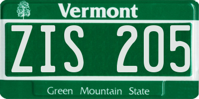 VT license plate ZIS205
