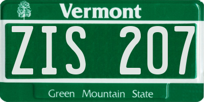 VT license plate ZIS207