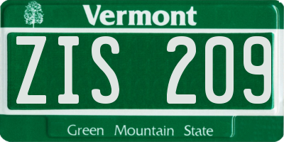 VT license plate ZIS209