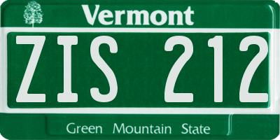 VT license plate ZIS212