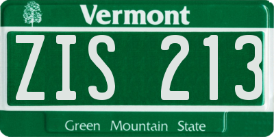 VT license plate ZIS213