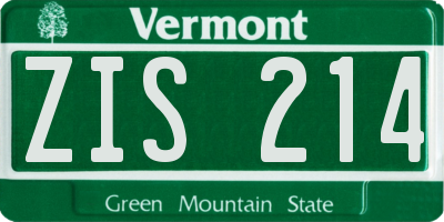 VT license plate ZIS214