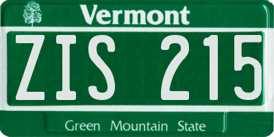 VT license plate ZIS215