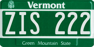 VT license plate ZIS222