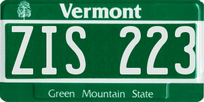 VT license plate ZIS223