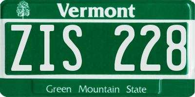 VT license plate ZIS228