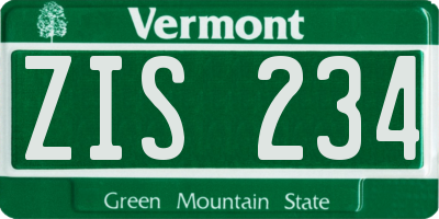 VT license plate ZIS234