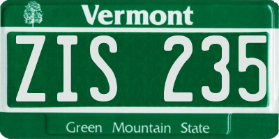 VT license plate ZIS235