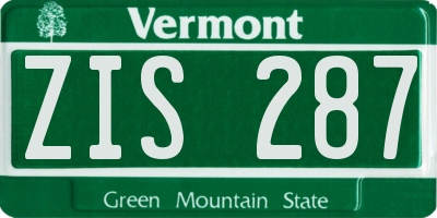VT license plate ZIS287