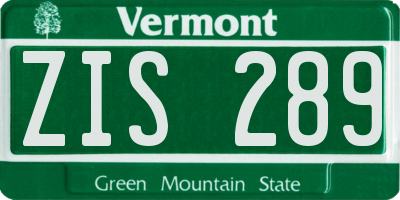 VT license plate ZIS289