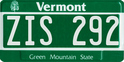VT license plate ZIS292