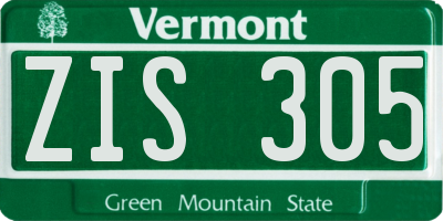 VT license plate ZIS305
