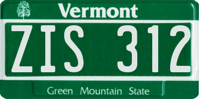 VT license plate ZIS312